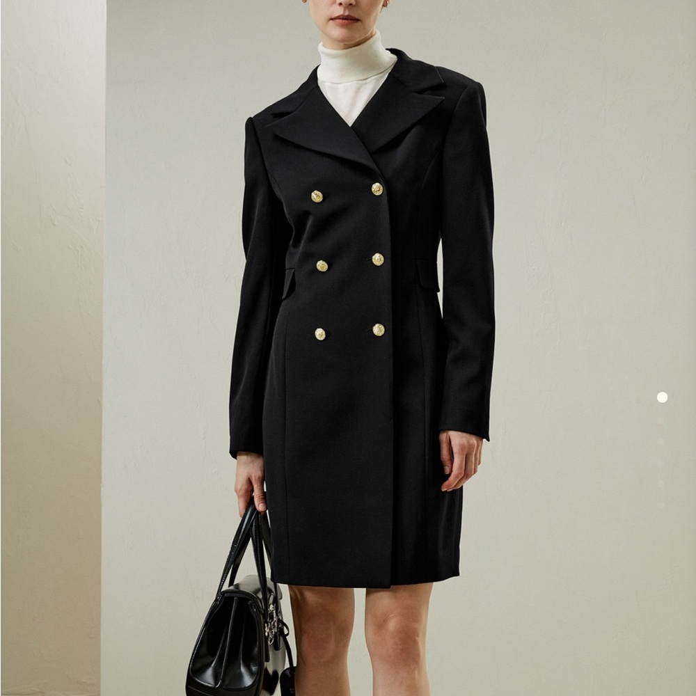 Black Double-Breasted Dress Coat